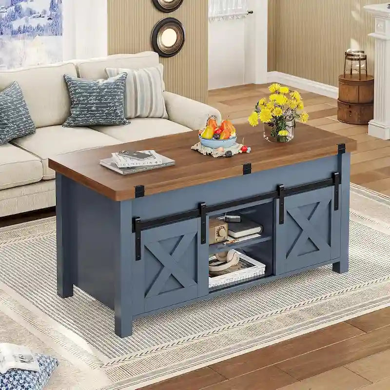 Lift Top Coffee Table 2 Sliding Barn Doors Storage Dining Table