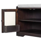 Whisen Rustic Wood Storage Bench, Entryway Shoe Bench with Removable Cushion, Adjustable Shelves