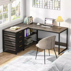 59 Reversible L-Shaped Corner Desk with Storage Drawers, Gray