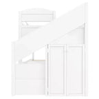 Whisen Twin XL Bunk Bed Frame with Trundle, Bunk Bed with Storage, Bunk Bed with Solid Wood, Storage Staircase, Wardrobe, 3Drawer, for Kids