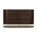 Modern 6-Drawer Dresser with Live Edge Design, Metal Base & Durable Mixed Wood Construction