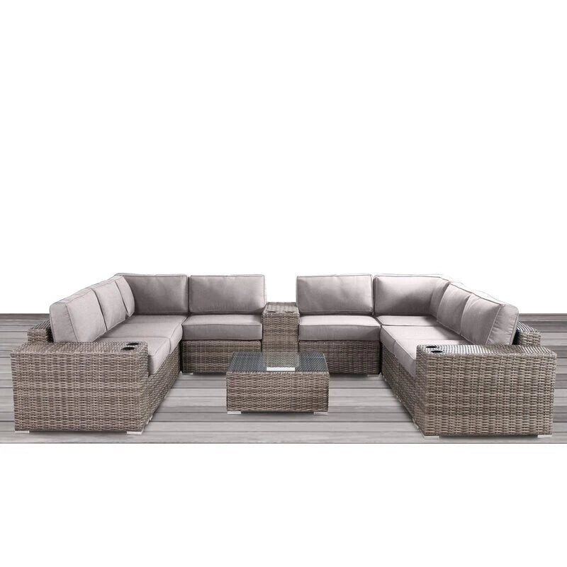 LSI Antibes Grey Wicker/Aluminium 12-piece Conversation Set