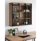 30 x 28 Barnhardt Decorative Wooden Wall Cabinet with 2 Sliding Glass Doors Rustic Brown - Kate & Laurel All Things Decor: Metal Framed