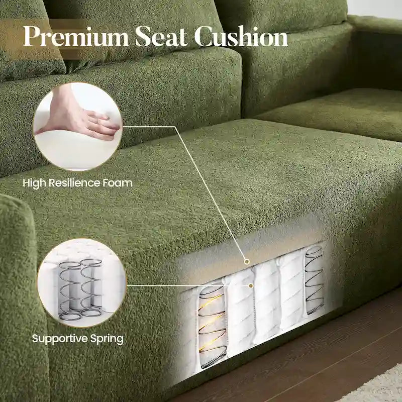 Modern Upholstery Chaise Sofa with Pillows for Living Room