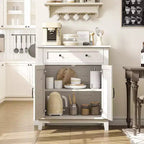 31.5 Rustic Storage Cabinet, with Slatted Doors, 3-Tier Adjustable, Double Door Locker, for Kitchen, Dining Room, and Home Office