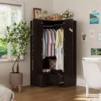 Hitow Minimalist Armoire Corner Wardrobe Double Door and Drawer Designs