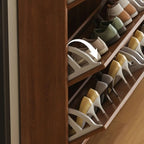 Traditional Hidden Adjustable 3 Tiers Solid Wood Shoe Cabinet