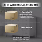 White Tall Freestanding Storage Cabinet Drawers Doors Adjustable Shelves Flip Drawer MDF
