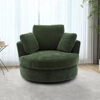Upholstered Swivel Barrel Armchair Club Chair With Metal Base