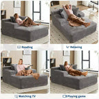 COZONY 49.2 Oversized Convertible Chaise Lounge, Corduroy Cloud Chair/Sofa Bed, 400 lb Capacity