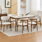 Dining Chairs Set of 4, Mid Century Modern Upholstered Dining Room Chairs, Farmhouse Kitchen Chairs with Padded Fabric Seat & Wood Legs, Beige