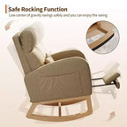 Modern Soft Rocking Chair with Pillow & Side Pockets, for Living Room, Bedroom