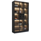 Minimalist Black Wooden Wine Rack Cabinet with Glass Door