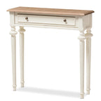 The Gray Barn Keene French Provincial Style Weathered Oak and White Wash Distressed Finish Wood Console Table