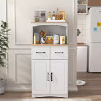 sumyeg Wooden Kitchen Pantry Storage Cabinet with Drawer and Microwave Shelf
