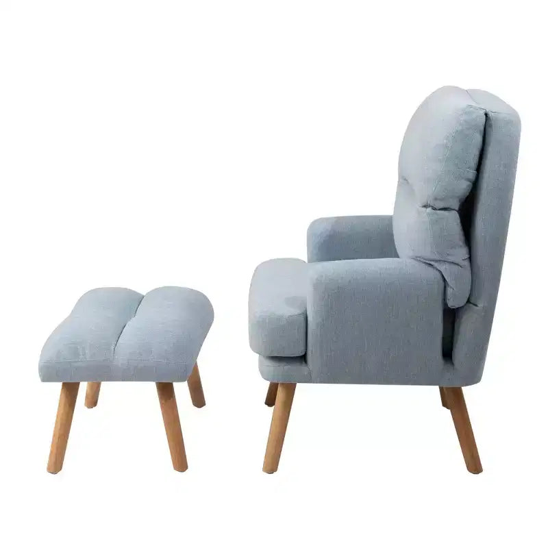 Okak Modern Accent Chair Living Room Chair with Ottoman and Adjustable Backrest Comfy Upholstered Armchair for Lounge Office Bedroom
