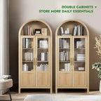 71 Tall Arched Storage Cabinet with 2 Acrylic Doors and Shelves for Living Room