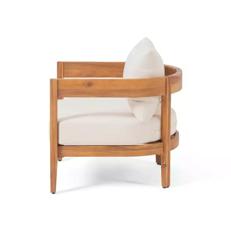 Christopher Knight Home Safira 5 Piece Patio Rustic Acacia Wood Conversation Set with Thick Cushions