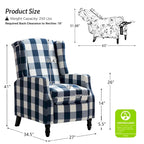 Mid-Century Modern Manual Pushback Recliner with Wingback Design