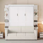 Whisen Modern Design Wood Frame Queen Size Murphy Bed Wall Bed with Sofa and Shelves
