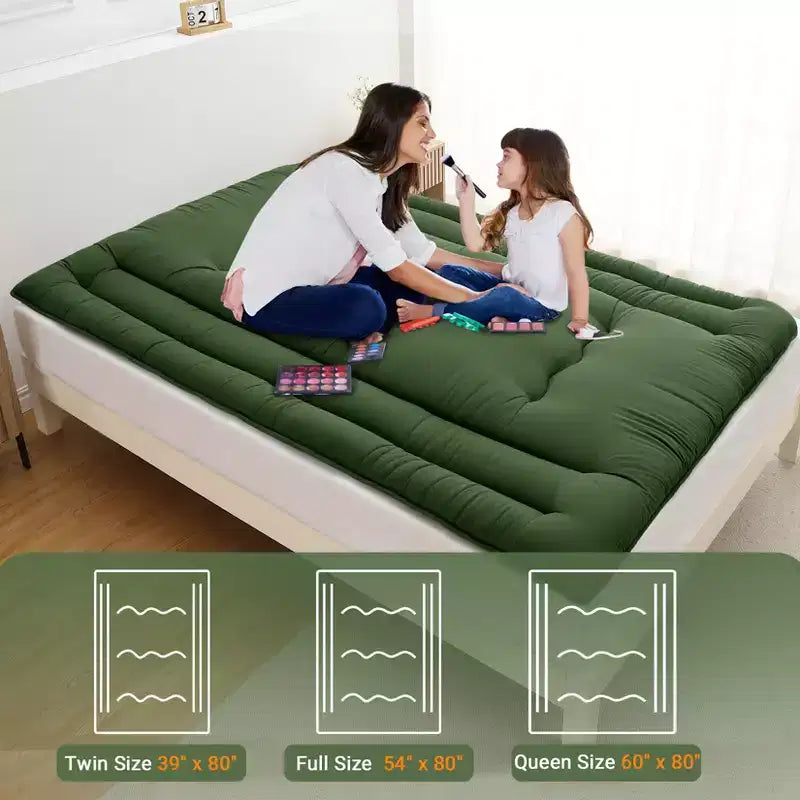 Portable Roll-Up Floor Mattress, Japanese Futon Guest Bed & Foldable Camping Sleeping Pad