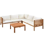 Polibi Acacia Corner Outdoor Sofa Set with Matching Coffee Table