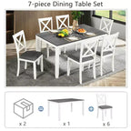 GDFStudio Loren Modern 7-Piece Solid Wood Upholstered Dining Table and Chairs Set