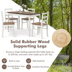Costway 5-Piece Dining Set Solid Wood Kitchen Furniture with Rectangular Table & 4 Chairs Natural/Coffee/Grey