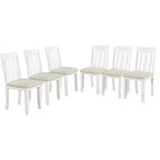 Farmhouse Extendable Dining Table Set for 6, Rectangular Table and 6 Upholstered Chairs