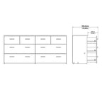 Tvilum,8 Drawer Double Dresser Oak Structure/White