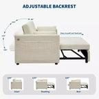 55 Convertible Loveseat Sleeper Sofa Bed with Pull-Out Footrest & Adjustable Backrest, Space-Saving Couch for Small Apartments