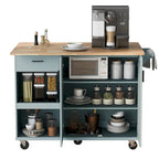 Kitchen Island with Foldable Counter Top, Kitchen Storage Cart with Slide-Out Shelf, Towel Rack and Drawer, Rolling Wheels