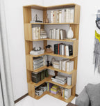 Manufactured Wood Corner Bookshelf with 6 Shelves