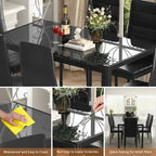 Grondin Modern Style 7-Piece Dining Room Table Set with Tempered Glass Tabletop and 6 PU Leather Upholstered Chairs