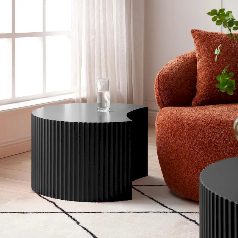 Modern Glam Round End Nesting Coffee Table Set for Living Room (Set of 2) No Assembled