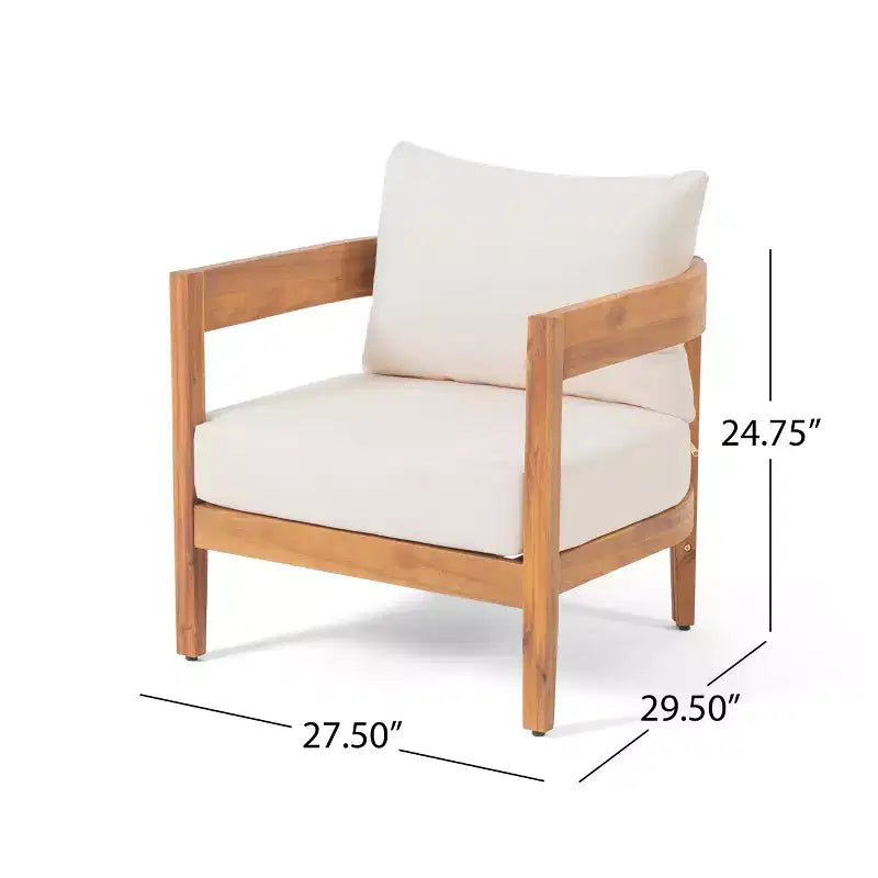 Christopher Knight Home Safira 5 Piece Patio Rustic Acacia Wood Conversation Set with Thick Cushions