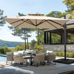 MAISON ARTS 12 FT Automatic Hydraulic Cantilever Umbrella Aluminum Pole 360 Degree Rotation