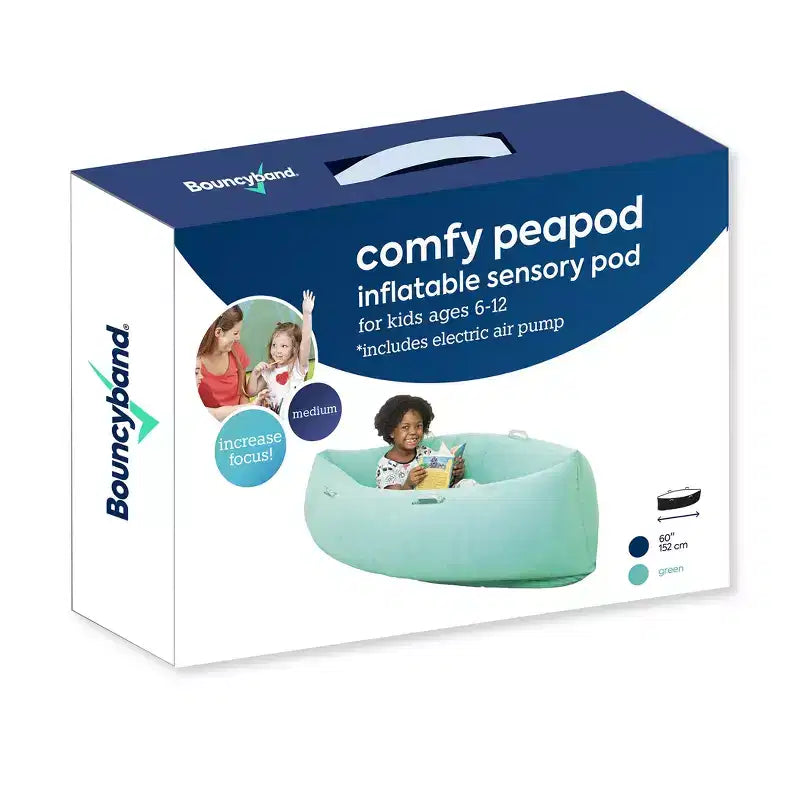 Bouncyband Comfy Hugging Peapod Sensory Pod, 60, Ages 6-12 Up to 3-51 Tall, Green