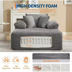 Oversized Chaise Lounge Chair Sofa Bed, Corduroy Sleeper Sofa with Pillows and Wide Armrests for Living Room, Bedroom, Movie Room