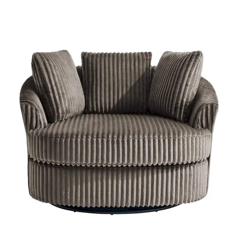 DREAMSIDEA Recessed Arm Slipcovered Swivel Barrel Chair