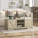 47 Rustic Farmhouse Coffee Table with Storage & Sliding Doors