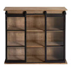30 x 28 Barnhardt Decorative Wooden Wall Cabinet with 2 Sliding Glass Doors Rustic Brown - Kate & Laurel All Things Decor: Metal Framed