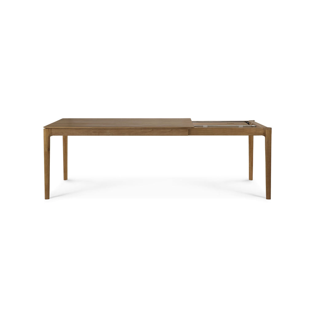 Natural Teak Extendable Dining Table with Concealed Extension Leaf for Dining Room