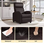 Yaheetech Set of 2 Modern PU Leather Recliner Sofas for Living Room, Bedroom