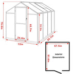 VEIKOUS Aluminum Walk-In Garden Greenhouse Kit with Adjustable Roof Vent and Lockable Door Grey