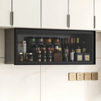 Grey Metal Floating Mounted Glass Kitchen China Cabinet