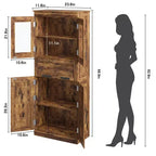 66.9 Large Bathroom Cabinet with 4 Doors, Freestanding Storage Cabinet with Glass Doors, Adjustable Shelves & Drawers for Kitchen Pantry Living Room