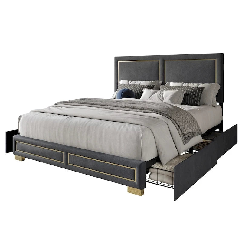 Jasper Full Upholstered Storage Platform Bed