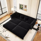 Whisen Velvet 3-in-1 King Size Pull-Out Sofa Bed & Convertible Sleeper Sofa with Movable Ottoman, Tufted Design
