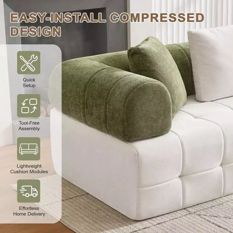110.23 in. W Colorblock Modular 4-Seater Chenille Sofa with Curved Armrests